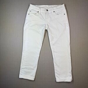 7 For All Mankind Womens Skinny Crop & Roll White Jeans Size 25